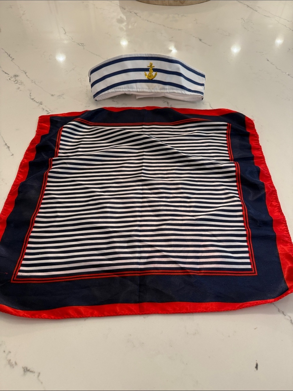 Nautical Stripe Scarf and Headband Set - Navy, White & Red COSTUME